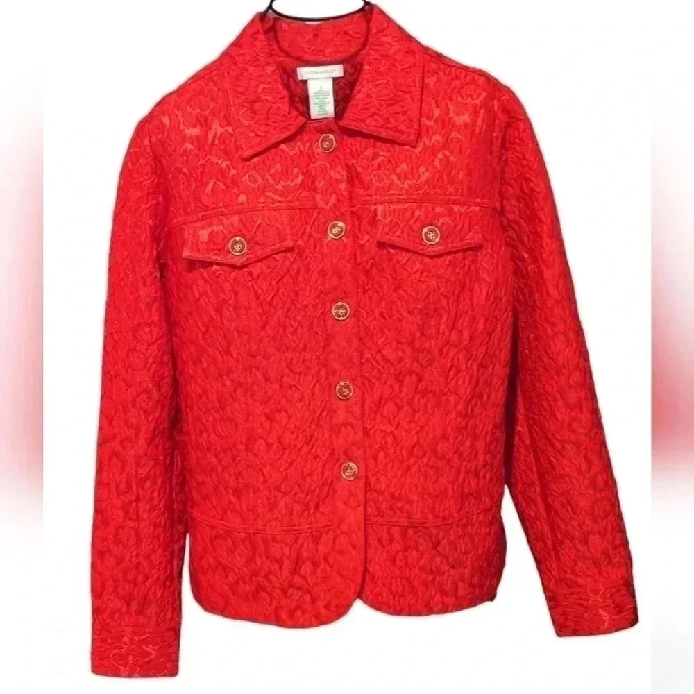 Laura Ashley Vintage Top Size Small  Red Button Down